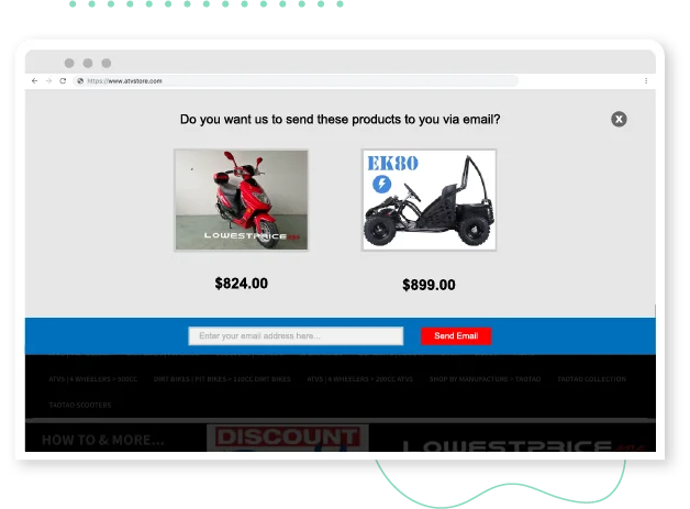 give shoppers an alternative to cart abandonment with send my cart image